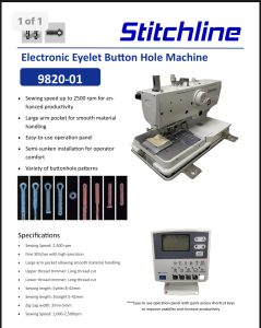 Electronic Eyelet Button Hole Machine( Stitchline )9820-01 - Image 4